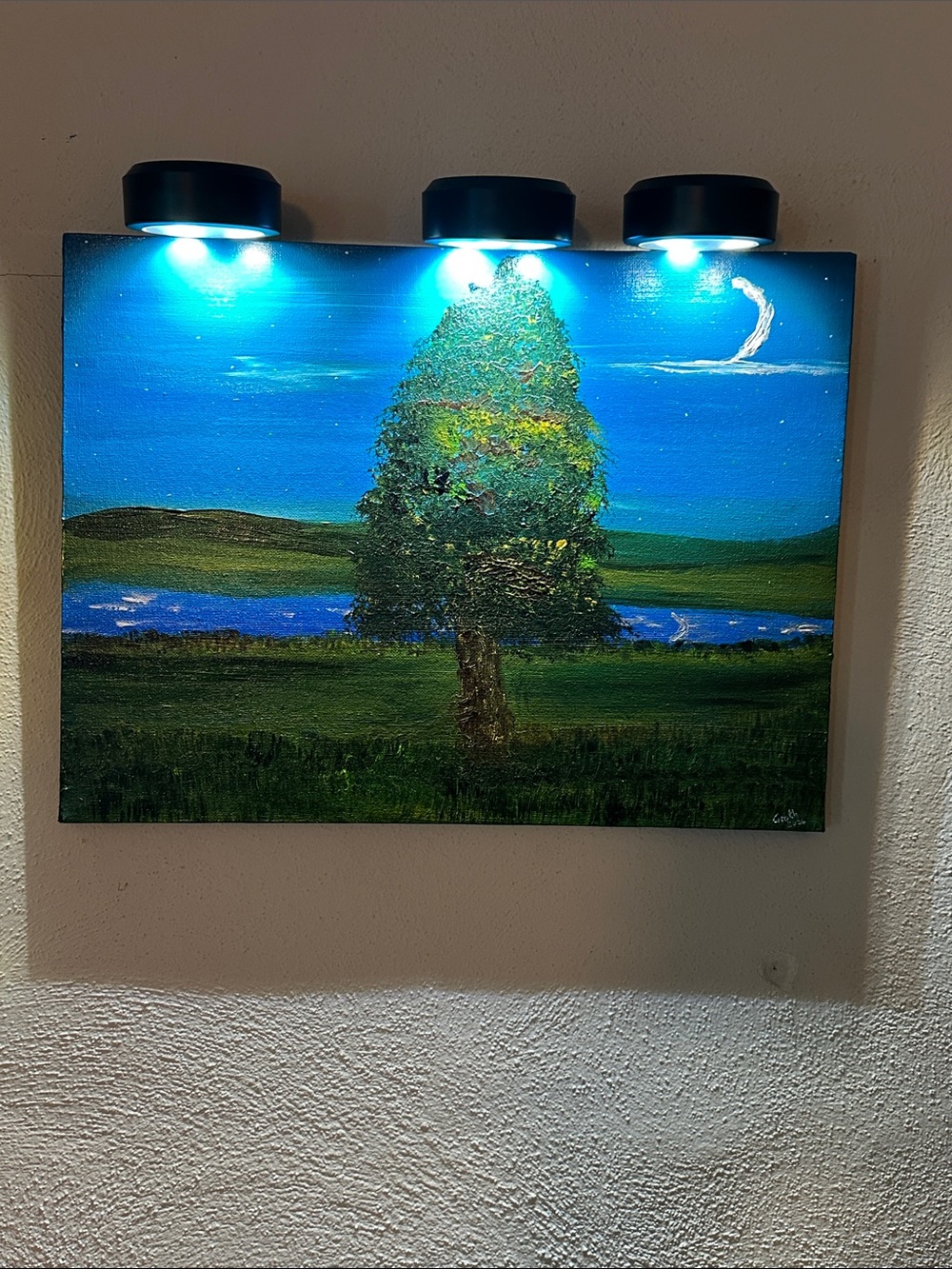 Blue & Green Landscape Tree Painting - Contemporary Wall Art